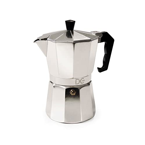 Dc Casa Caffettiera Moka Mezza Tazza – Caffettiera Tradizionale in Alluminio con Manico in Polipropilene – Per Espresso Ricco e Aromatico
