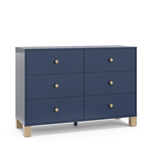 Storkcraft California 6 Drawer Double Dresser (Midnight Blue with Driftwood) – GREENGUARD Gold...