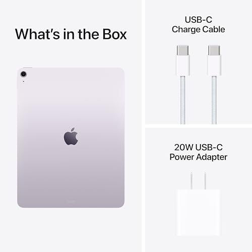Image of Apple iPad Air 13-inch (M4): Liquid Retina Display, 512GB, 12MP Front /Back Camera, Wi-Fi 7 with Apple N1, Touch ID, All-Day Battery Life - Purple with AppleCare+ (2 years)