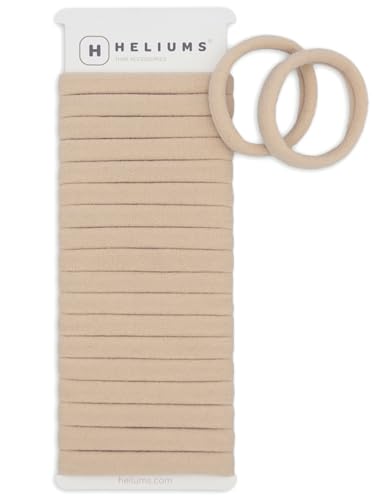 Heliums Soft Hair Ties - No Damage Seamless Nylon Fabric Bands Stretchy Ponytail Holders for Thin & Thick Hair - Standard 1.5 Inch Light Blonde 20 Pack