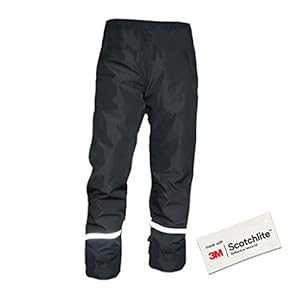 Salzmann Pantalon de Pluie réfléchissant - Pantalon de randonnée léger et imperméable - Fabriqué avec 3M Scotchlite - Noir XL