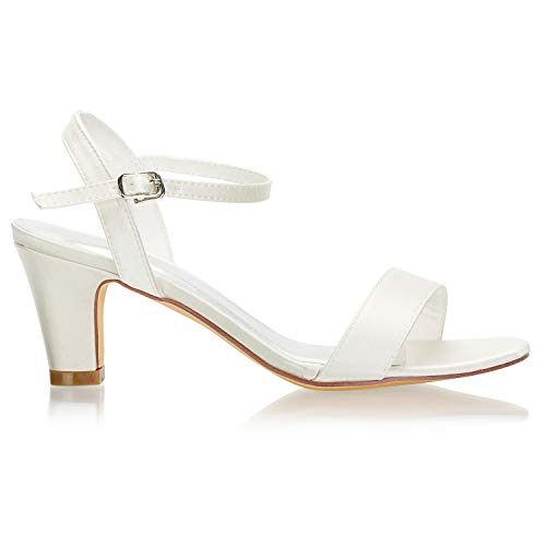Emily Bridal Wedding Shoes Satin or Women Sandals Thick Heel3