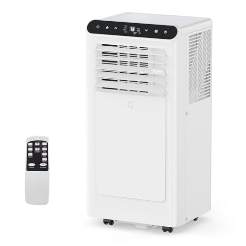 8,000 BTU Portable Air Conditioner, 3-in-1 Portable AC Unit with Remote Control, Cool, Dehumidifier & Fan Modes for Rooms up to 350 sq.ft, with 48–51 DB Sleep Mode, 24 Hours Timer, White