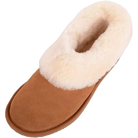 SNUGRUGS Womens Genuine Full Sheepskin Boot Slipper with Thick Sheepskin Cuff - Chestnut - UK 7 Cover