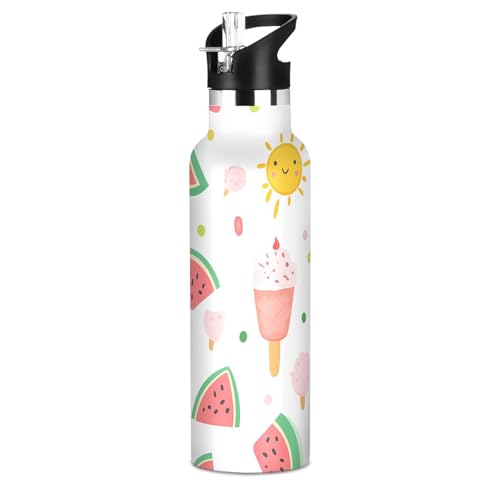 Gourde enfant anti-fuite en acier inoxydable avec paille et isolation sous vide 600 ml - 2