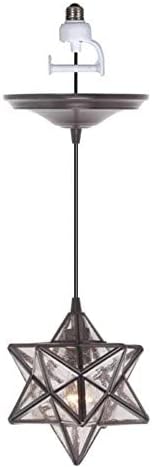 Worth Home ProductsInstant Pendant Light - Brushed Bronze Moravian Star w/Seeded Glass - 4”-6” Recessed Light Conversion Kit to Screw-in Pendant