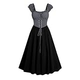 Renaissance Costume Women Milkmaid Dress Medieval Victorian Sleeveless Pirate Corset Dress Midi Cottagecore Dresses