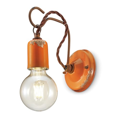 Applique con pendente Ferroluce Retrò arancio de estilo industrial minimalista