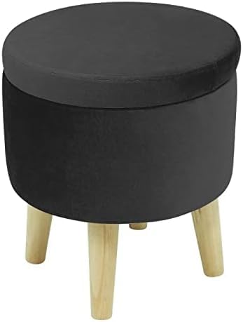 Pouf Contenitore Rotondo Creativo, Sgabello ottomano in Velluto con Coperchio, Contenitore e piedin