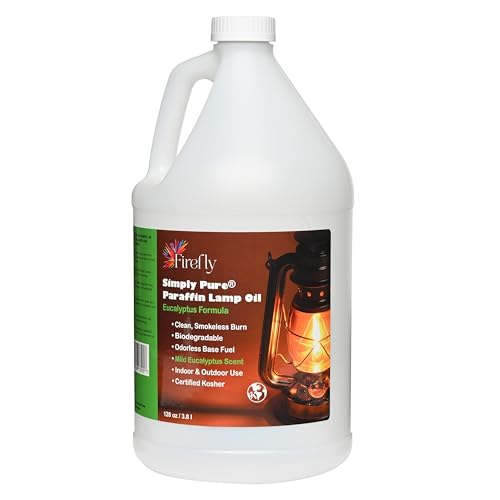 Image of Firefly - Premium Paraffin Lamp Oil 1 Gal - Indoor Eucalyptus | Kosher Certified, Smokeless Burn, Low Soot Flame, 120 Hour Burn Time, For Wick Fed Lanterns, Tiki Torches, Emergency Lighting