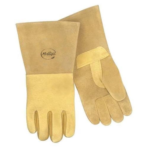 MOLLIFII Welding Gloves, Gauntlet Cuff, Straight Thumb, Pigskin, L, 1 PR, Mfr: P750-L-A