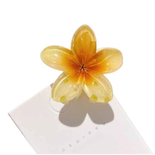 SSZY バウヒニアフラワーグラブクリップ大きな髪シンプルなボリュームプレートヘアクリップ高いポニーテールシャーククリップヘア ブかぶと (ダークイエロー,4CM)