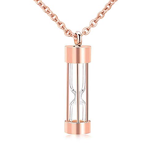 CoolJewelry Urn Necklace for Ashes Rose Gold Infinity Eternal Hourglass Glass Memorial Cremation