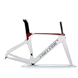 TANGIST 700C Carbon Fiber Road Disc Brake Frame 43.5/46/48/50/52/54/56CM Highway Racing Bike Frames Internal Wiring Thru Axle 12 * 142mm BB386*46mm (Color : White, Size : 43.5CM)