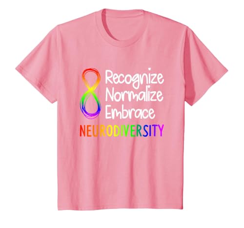 Neurodiversity Shirt Autism Spectrum ASD Rainbow Infinity T-Shirt, Youth, Pink, 3T