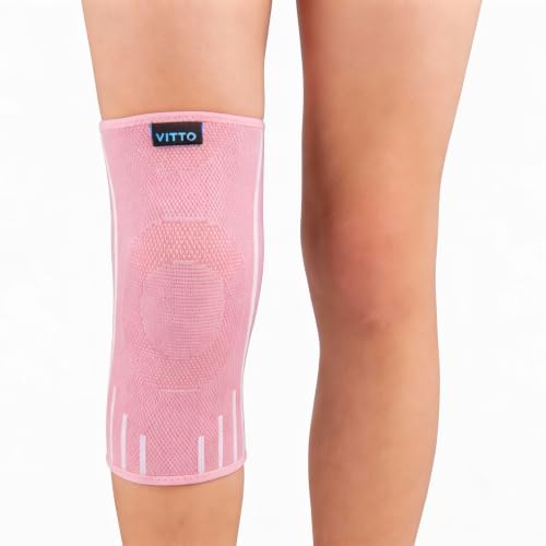 VITTO Kids Knee Brace - Osgood Schlatter Knee Brace Youth Compression Sleeve for Boys and Girls from 4-14 years old (Pink L)