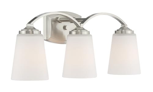 Image of Minka Lavery 6963-84 Overland Park Vanity Bath Light, 3-Light, 300 Total Watts, 22.75-in H x 8.25-in W, Brushed Nickel