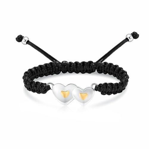 QGJNSGC Double Heart Cremation Bracelet for Women Urn Ash Bracelet Forever in My Heart Urn Memorial Jewelry for Loss of Loved Ones Pet Funeral Keepsake Gift (Silver-gold)
