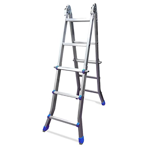 KELI - Mini GÉANTE • Echelle télescopique Pliable de 286cm, 4x3 Marches, Multi-Position,Fabriqué en Alu Qualité Professionnelle, Certifiée à 150kg, EN131 CE