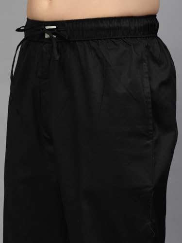 Image of Majestic Man Comfort Fit Solid Cotton Casual Lounge Pyjama with Elastic Waist, Drawstring & Zip Closure