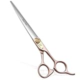 Fenice Peak 8'' Dog Straight Scissors for Grooming 440C Stainless Steel Rose Gold Professional Pet Trimming Scissors Sharp Blades Cutting for Dogs and Cats Shears