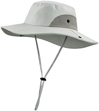 Wmcaps Wide Brim Sun Hat for Men, Summer Breathable Mesh Bucket Hat with UV Protection Adjustable Boonie Hat for Fishing, Safari, Gardening