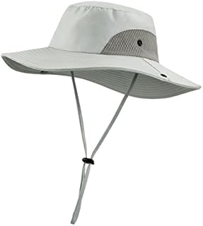 Wmcaps Wide Brim Sun Hat for Men, Summer Breathable Mesh Bucket Hat with UV Protection Adjustable Boonie Hat for Fishing, Safari, Gardening