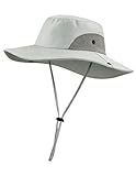 Wmcaps Sonnenhut Herren UV Schutz Sommerhut Safari Hut mit Breiter Krempe Faltbar Fischerhut Sonnenschutz Kopf Wasserdicht Outdoor Wanderhut Anglerhut Unisex Vatertagsgeschenk (Hellgrau)