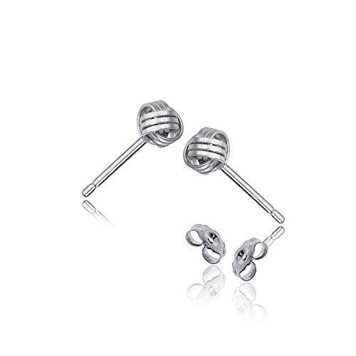 Solid 925 Sterling Silver 5mm Love Knot Stud Earrings | Gold Plated Classic Love Knot Twist | Hypoallergenic | Secure Friction Back Closure | High Polished Stud Earrings2