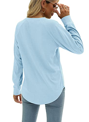 Zupell Oversized Sweatshirts For Women Crewneck Pullover Tops Casual Vintage Light Blue Xl #TOP3