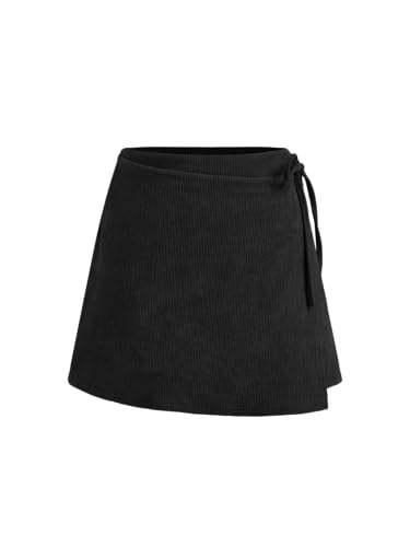 CIDER Mini Skirt Corduroy Skirt Women Mid Waist Knotted A Line Short Skirt