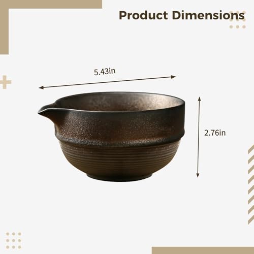 LUMINFLY Japanese Matcha Ceremony Bowl Set, Ceramic Tea Whisking Bowl with Ripple Finish, Handcrafted Stoneware Chawan for Green Tea Preparation