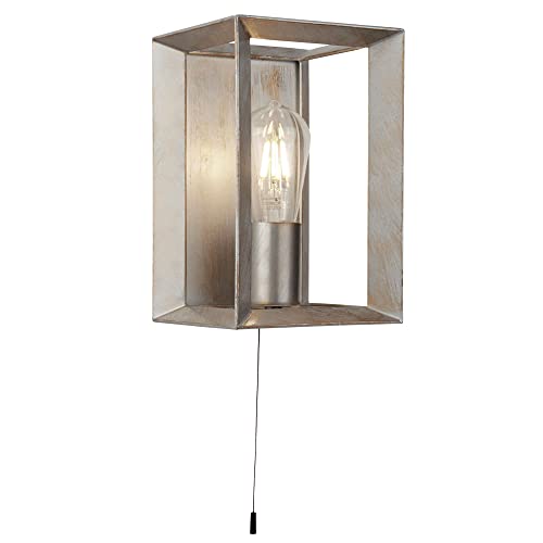 Searchlight 2411SI - Aplique de pared de estilo industrial, pasillo, lámpara de pasillo, color plateado cepillado
