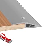 PVC Türschwellen Leiste, 2M x 5cm PVC Übergangsleiste Bodenleiste, Übergangsprofil Selbstklebend, Schwellenrampe Übergangsschiene Selbstklebend, für Parkettböden, Schwellen (Grau)