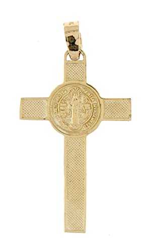 Ckl International 14K Gold Two Tone Star Saint Benedict Cross Pendant Charm #TOP3