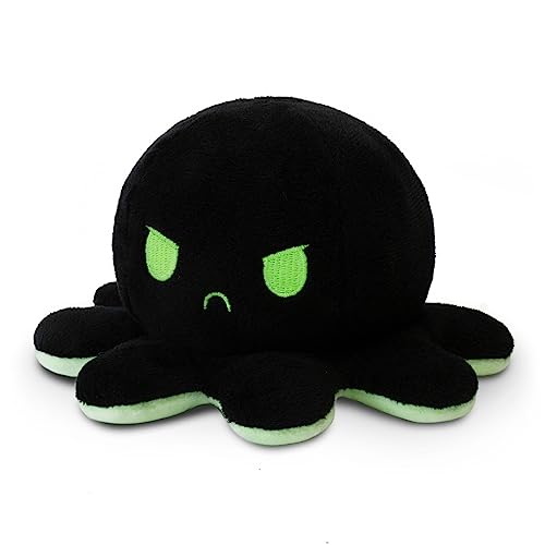 Image of TeeTurtle Reversible Octopus Plushie 4-Inch Glow in the Dark Two-Sided Flip Plush Toy with Embroidered Details - Cute Mini Collectible Plush for Kids, Teens, and Adults