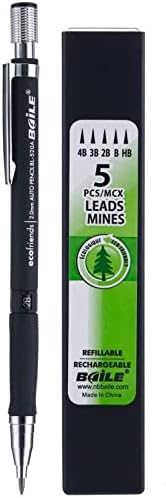Baile 2.0mm Mechanical Auto Pencil + Lead Box (5 Leads) - Body Color Black