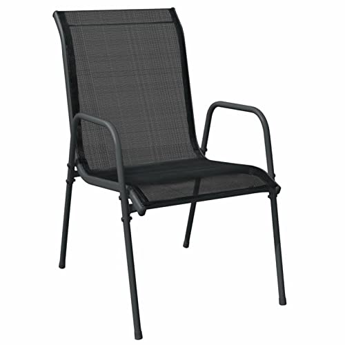 Chaises de jardin extérieur lot de 4 fauteuils acier noir table - 5