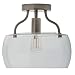 Stone & Beam Contemporary Flush-Mount Ceiling Light Fixture with Light Bulb and Glass Drum Shade - 14 x 14 x 7.25 Inches, Brushel Nickel