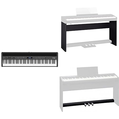 Pacchetto pianoforte digitale Roland FP-60X nero + supporto KSC-72-BK per pianoforte digitale + KPD-90 Pedaliera, Nera