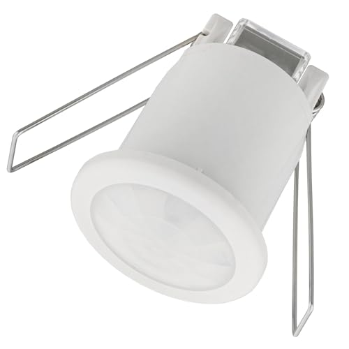 Détecteur de Mouvement Encastré Ledvion avec Interrupteur crépusculaire, Montage au Plafond, IP20, Contrôle de la lumière 360°, Champ de Travail Portée de 8 m, Capteur de lumière intégré Blanc