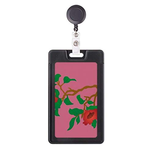 Badge rétractable fleurs rouge vert : évitez les oublis de carte de cantine