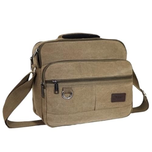 Casual Shoulder Bag, Canvas, Rectangle, Vintage Messenger Crossbody Bag, Multi Pocket, for Travel Work Busines, 11.4in - Main Image