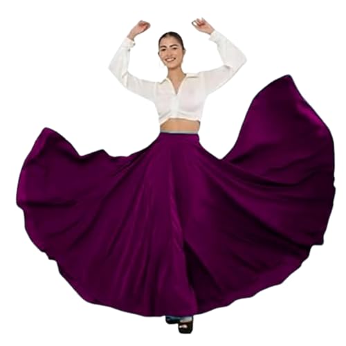 Image of JYESHTA Women's American Crepe Flared A Line Stitched Long Skirt with 12 Mtr Flare 40 in Height | Skirts for Women Long Length | Long Skirts for Girls