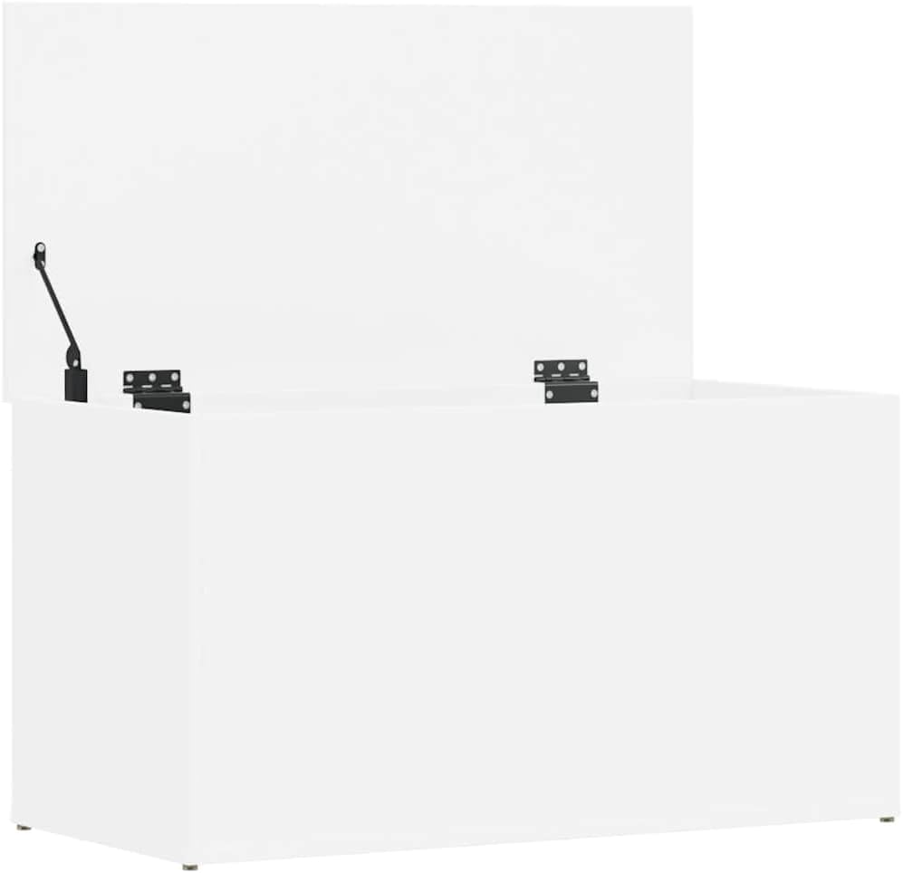 White Engineered Wood Storage Chest Medium Size Rectangular Multifunctional Storage Chest with Lid for Living Room Home Storage Furniture