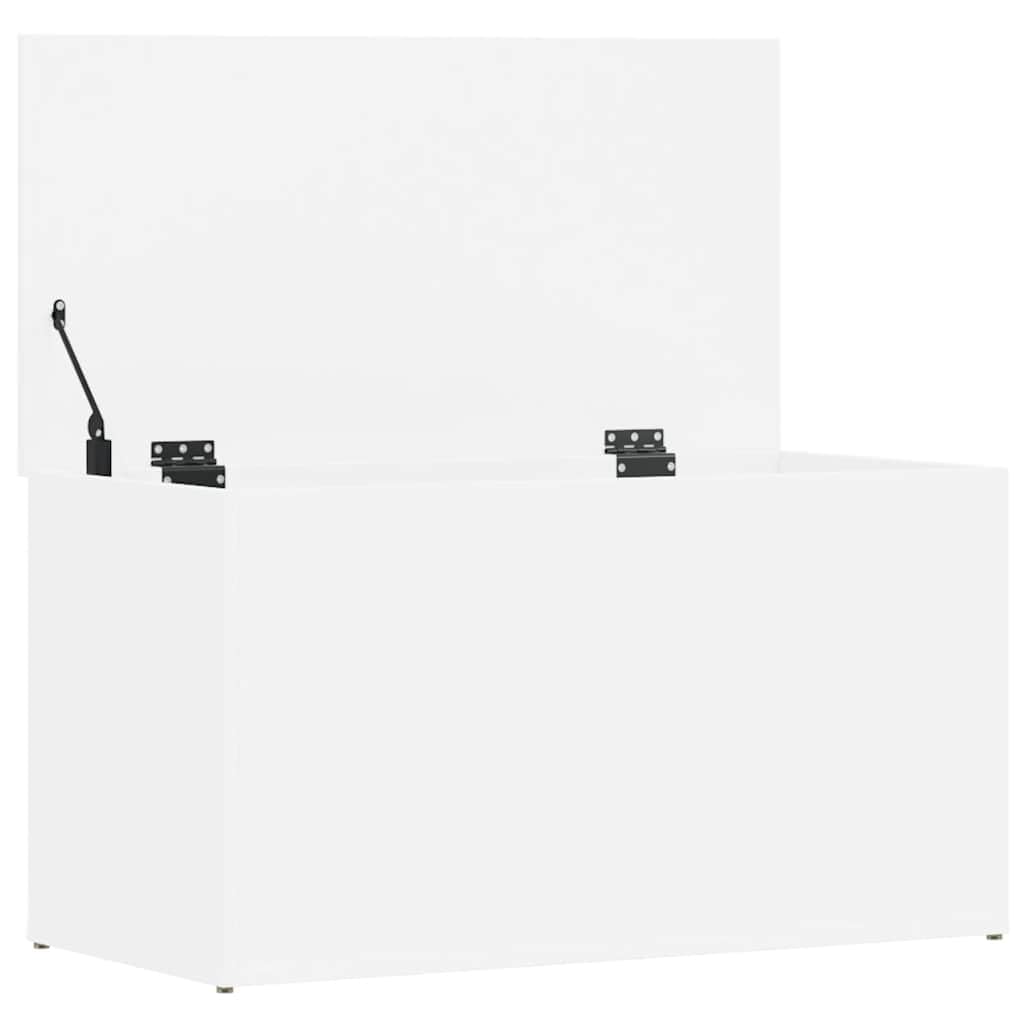 vidaXL Coffre de Rangement, 84x42x46 cm, Bois reconstitué, Blanc, Meuble Domestique, Coffre pour couvertures et Linge de lit, Coffre à Espace de Stockage, Organisation Maison
