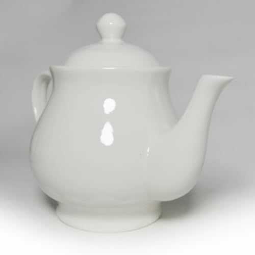 Image of White Porcelain Teapot, Lotus Tea Pot Coffee Tea Water Pot Vintage Ceramic Gooseneck Kettle (26oz)