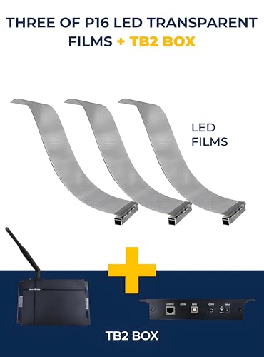 Image of Self-Adhesive LED Flexible Transparent Film Screen for Retail Windows, Storefronts, Glass Doors and Many More for Digital Advertising | Sunlight-Readable Display (P16, Pack of 3 with TB20 Box)