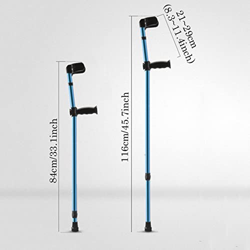 Muleta de Antebrazo de Aluminio (2 Unidades), Muletas Plegables para Caminar con Pies de Goma Antideslizantes y Bolsa de Almacenamiento, Muleta de Codo Ajustable para Mayores y Adultos (Azul)
