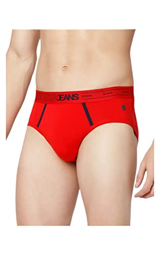 Image of Underjeans Men's Cotton Blend Briefs (Pack of 2) (UJNPBS017E2NAVYRED)